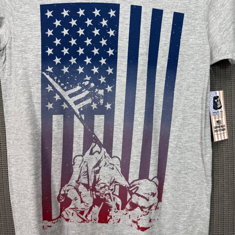 Rags Of Honor S Gray Supporting At Risk Veterans T-Shirt Patriotic Flag Graphic - Picture 3 of 6